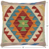 handmade Traditional Pillow Red Rust Hand-Woven SQUARE 100% WOOL Hand woven turkish pillow2' x 2'